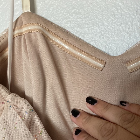 Fairy core mermaid ruffled beige nude cream tan sparkly glitter multicolor dress - Picture 8 of 11